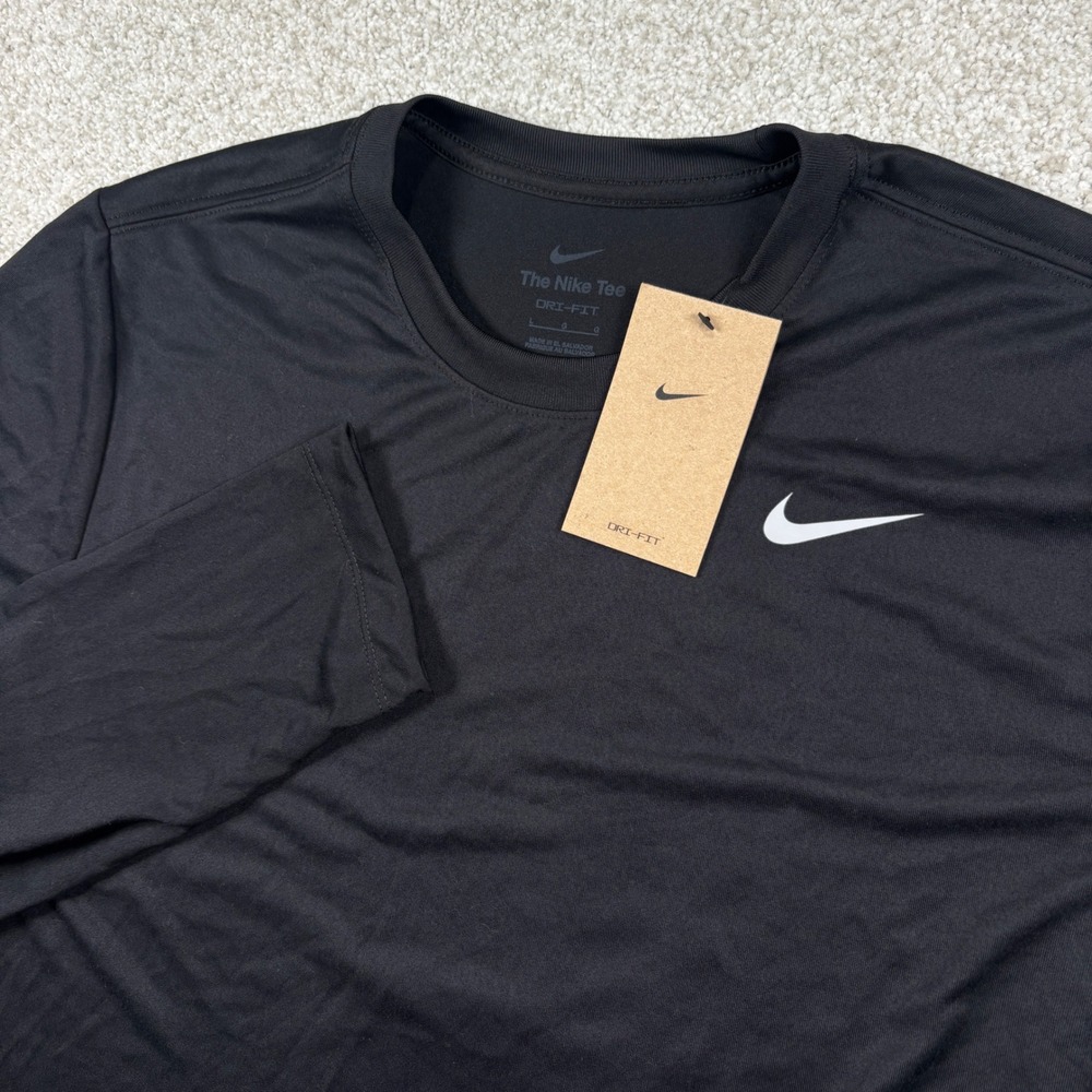 NEW Nike Dri-FIT Shirt Men Large Black Long Sleeve Performance Tee 01274